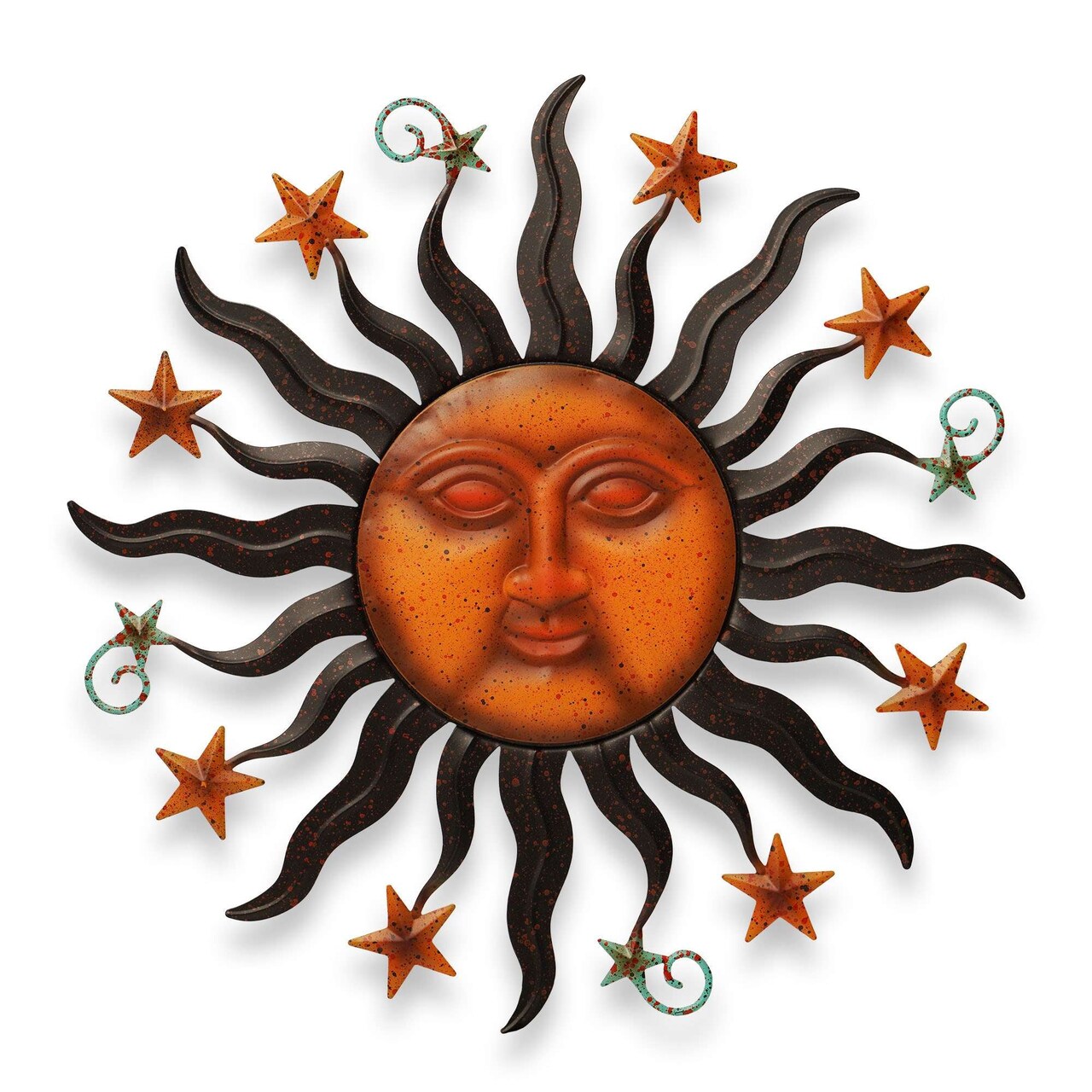 G128 24 in Sun Face Metal Wall Art Decor | Cute Sun Face Metal Wall Sculpture Statues Wall Art Hanging Decoration for Indoor Outdoor, Garden, Home, Farmhouse, Fence Balcony Patio and Bedroom